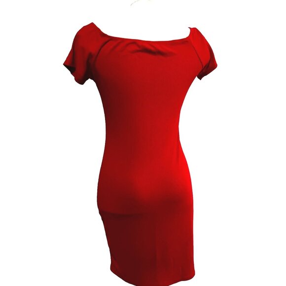 Heart & Hips Red Ribbed Bodycon Button Down Mini Dress Sz Large Womens Short Sle - Picture 2 of 7